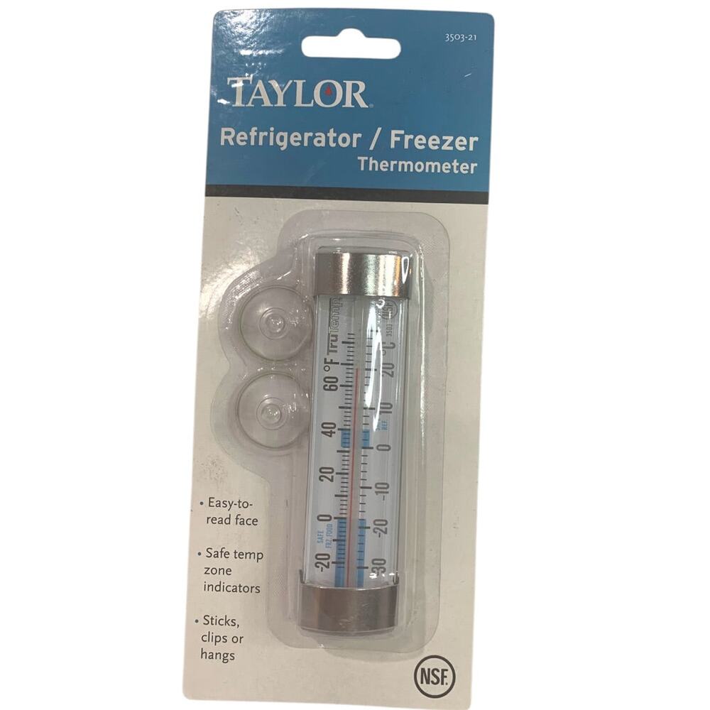 Taylor Refrigerator Freezer Thermometer Analog 3503-21 Stick Clip Hang